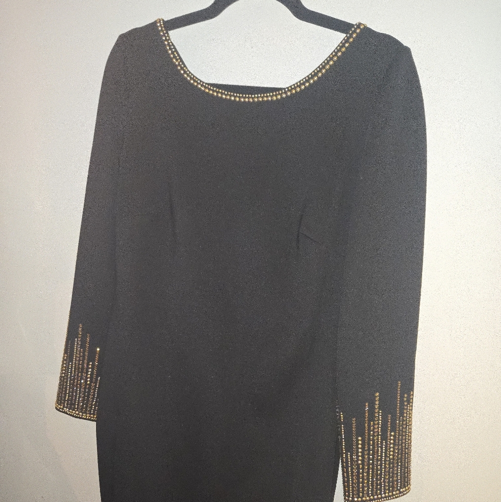 Calvin Klein Black Dress with Subtle Gold Detail